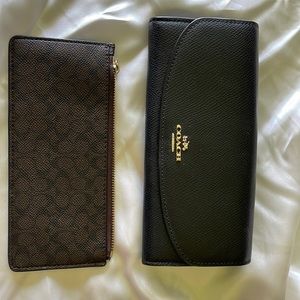 Coach wallet - black and brown with gold hardware